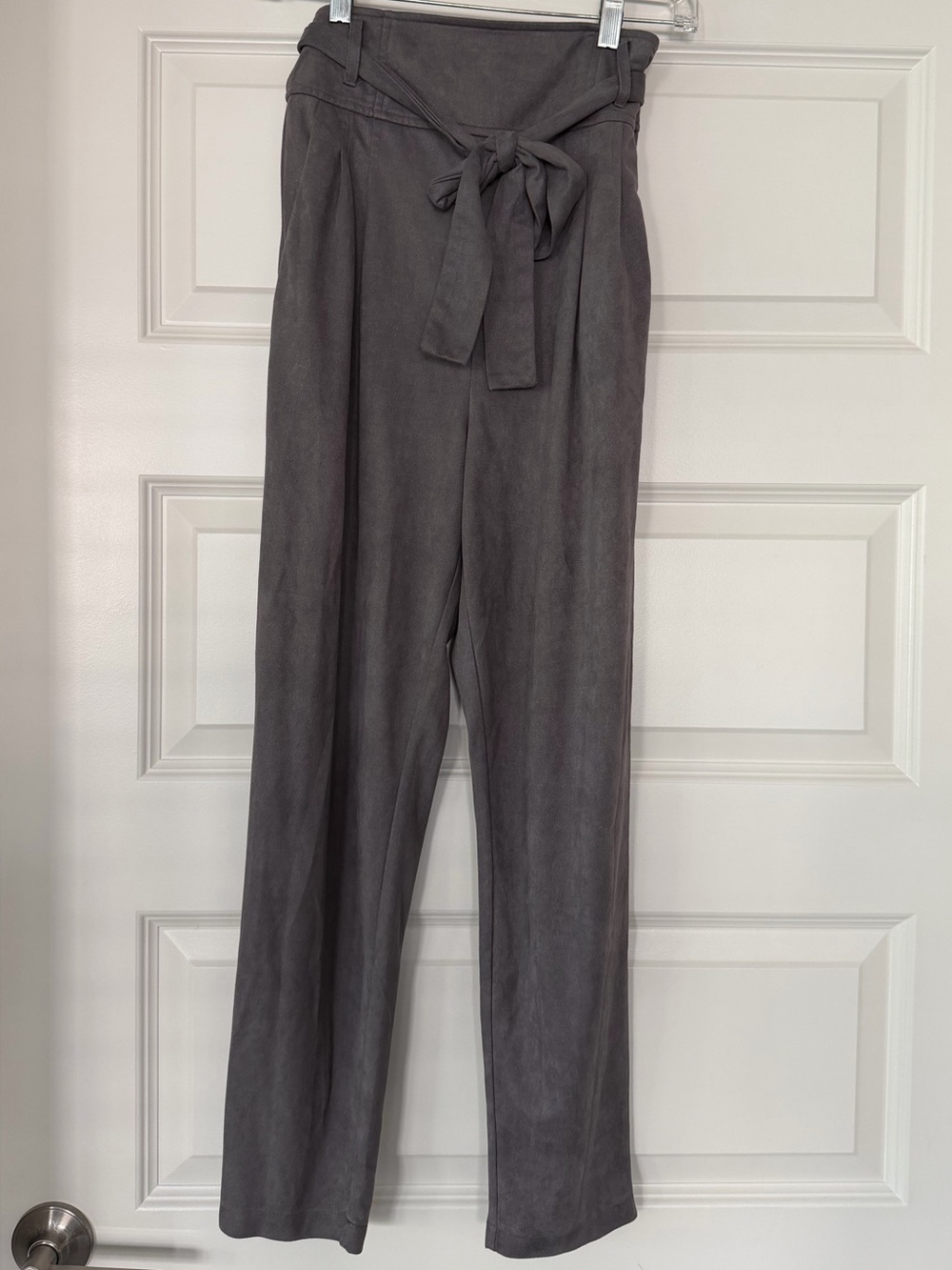Abbeline High-Waist Work Pants with Tie Belt
